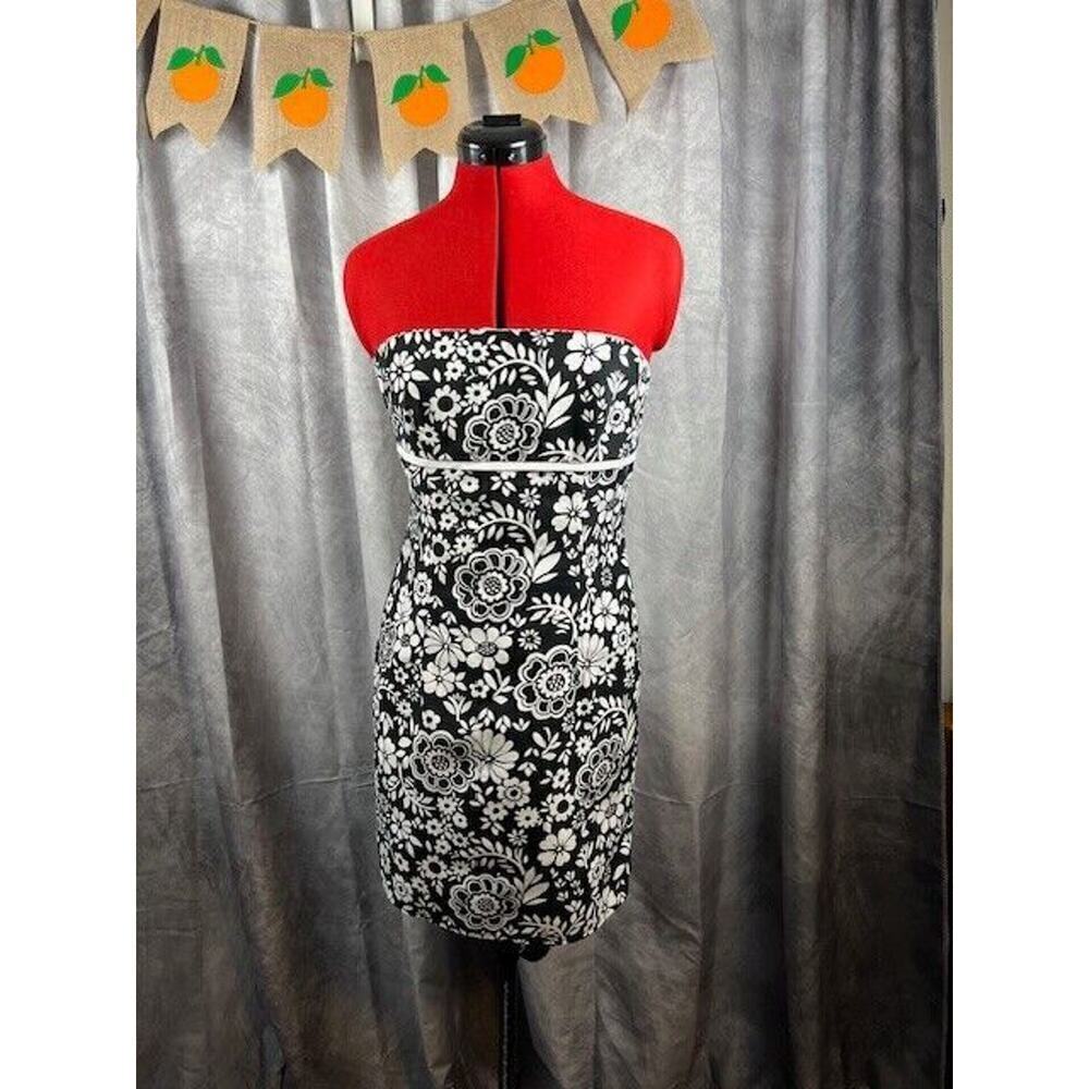 Jodi Kristopher Dress Womens Size 7 Mini Sleeveless Black and White Floral - Picture 2 of 8